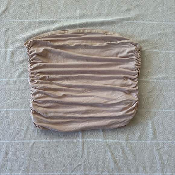 Cream/Tan Ruched Tube Top - Picture 2 of 3